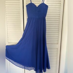 Elegant Blue Spaghetti Strap Dress